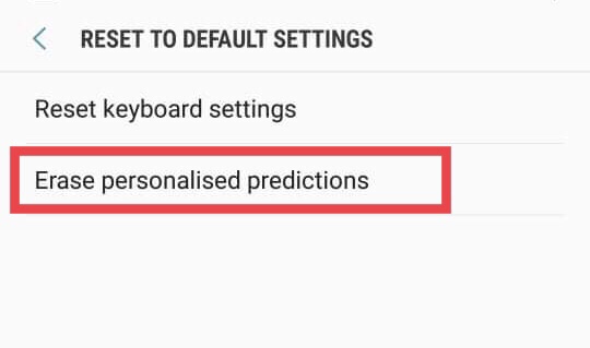 Select Erase personalised prediction