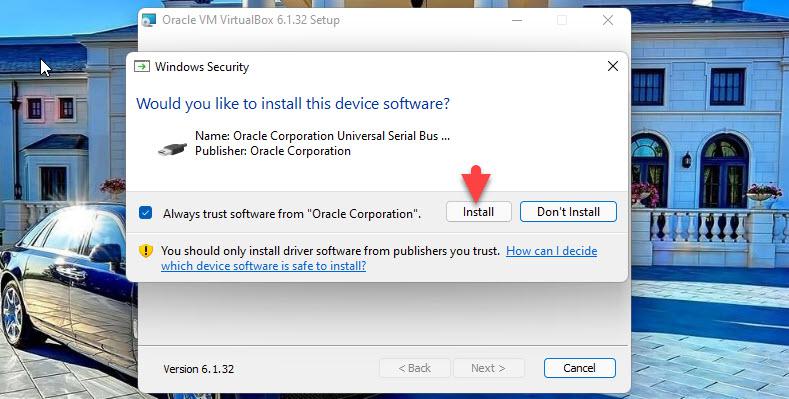 Install the Oracle corporation universal serial