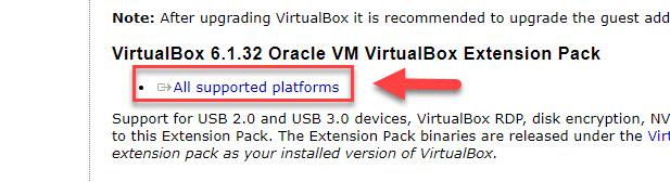 Download VirtualBox Extention Pack