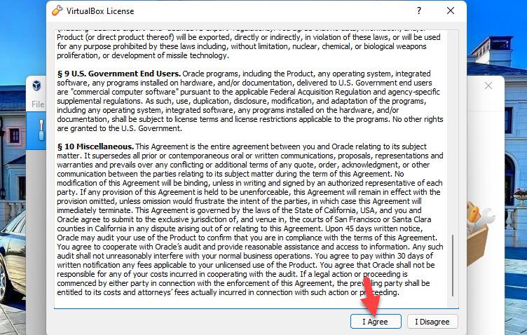 Agree to VirtualBox License