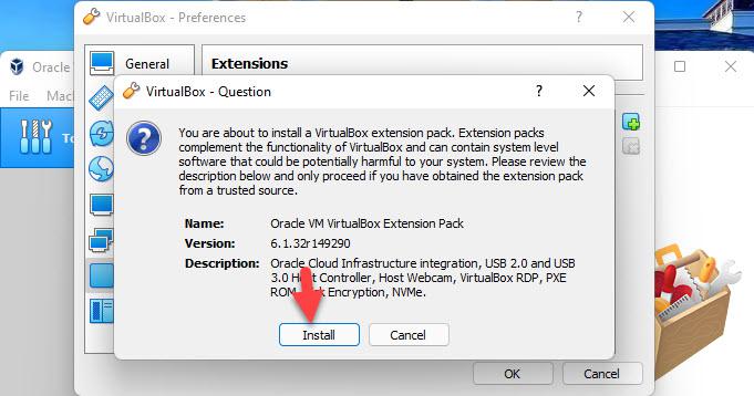 Install the VirtualBox Extension Pack on Windows 11