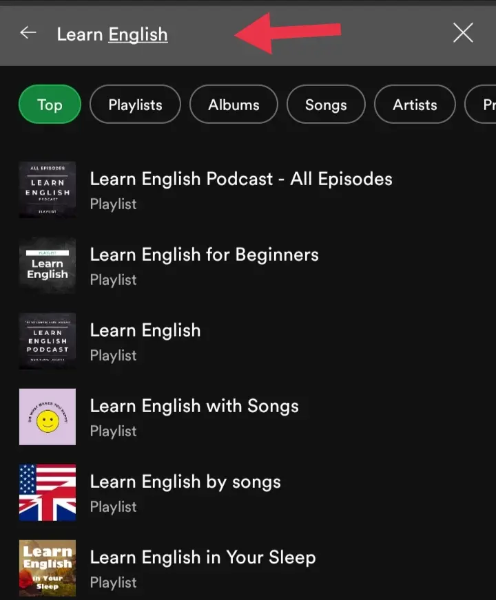 Search for Language lessons on Spotify