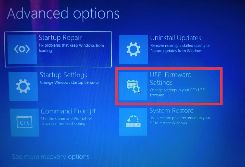 Tap on UEFI Firmware Settings