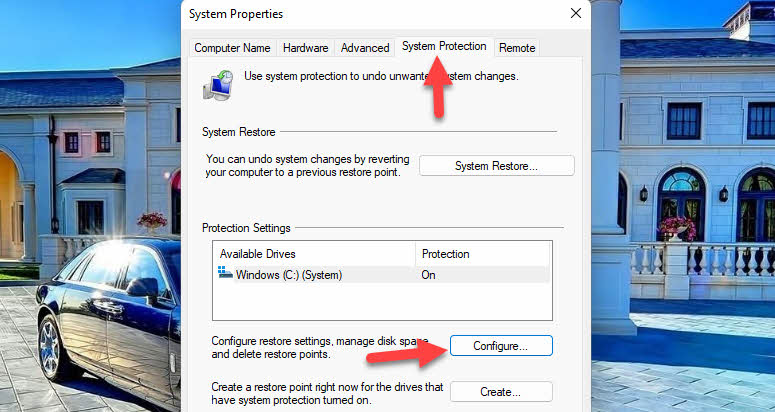 Configure restore settings
