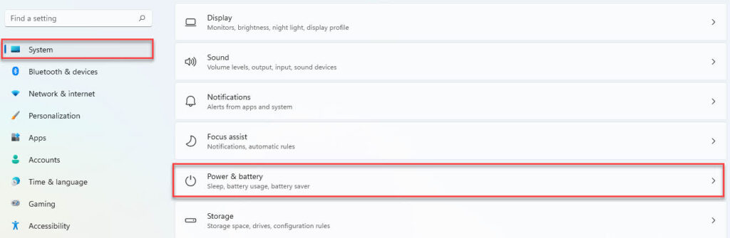 Go to System then Power & battery