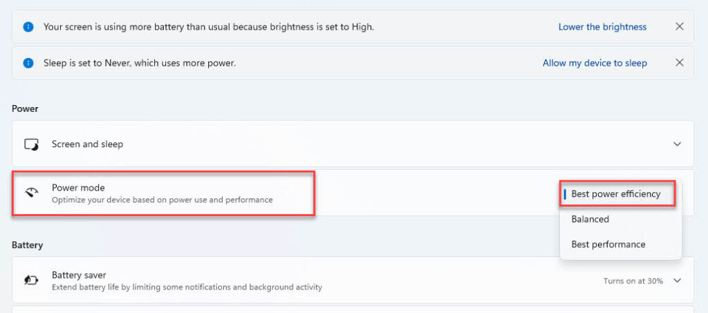 Enable the Best Performance Power Mode on Windows 11