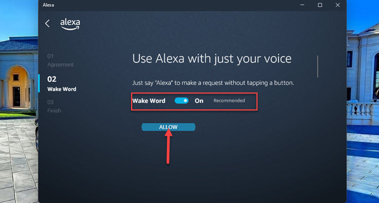 Enable Wake Word and click Allow