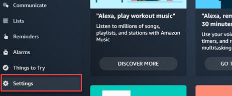 Go to Alexa app's settings