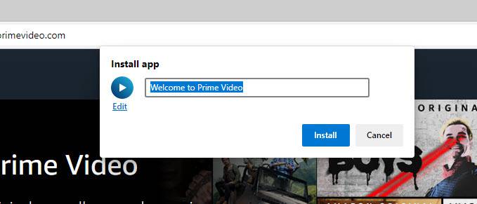  Install Amazon Prime Video as a PWA on Windows 11 via Microsoft Edge