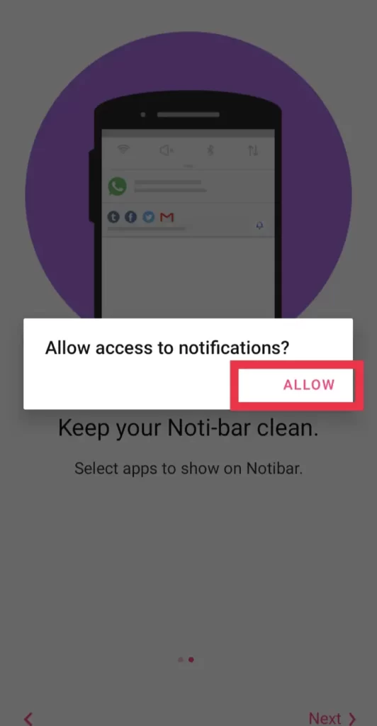 Allow access notification
