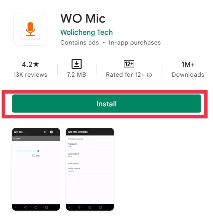 Install the WO Mic app on your smartphone