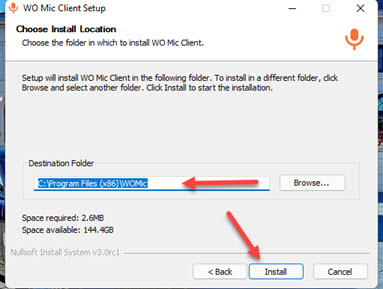 Install the WO Mic Client on Windows 11