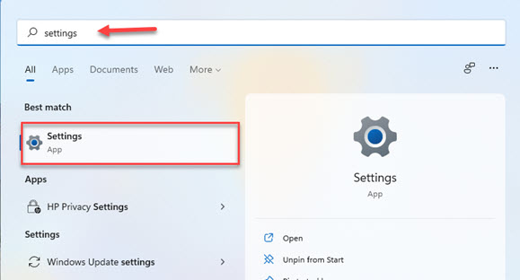 Open the Settings app on Windows
