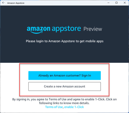Sign in and use Amazon Appstore