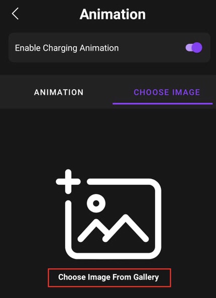 Tap on the “Gallery Icon” to choose your favorite battery image for your Android’s screen