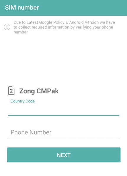To enable the app enter your Phone Number and Country Code