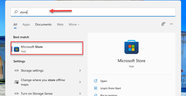 Open Microsoft Store