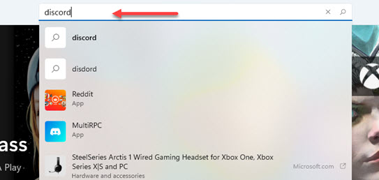 Search for Discrod in Microsoft Store