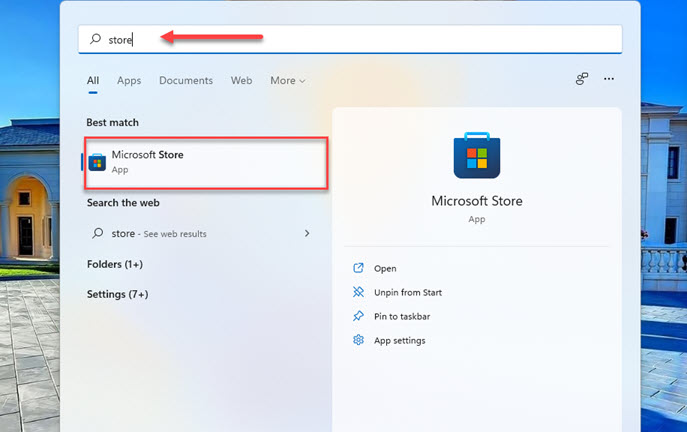 Open the Microsoft Store