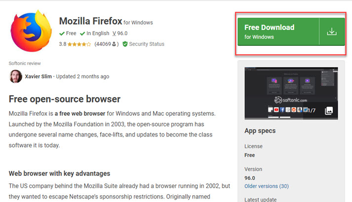 Get Firefox from Third-party websites