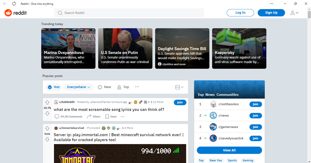 Reddit PWA on Windows 11