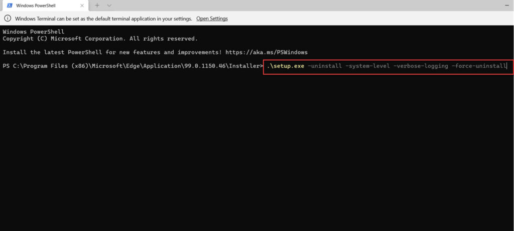 Remove Edge from Windows 11 via PowerShell