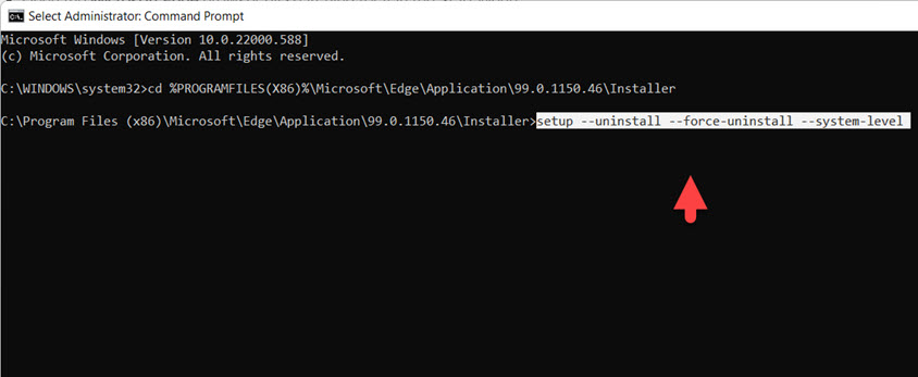 Uninstall Microsoft Edge from a Windows 11 PC via CMD