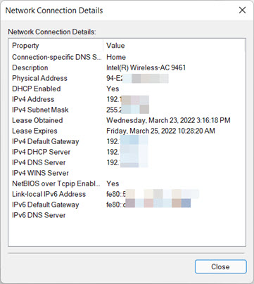 Find Your IP Address on a Windows 11 PC via Control Panel