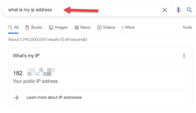 Find your IP address using Google