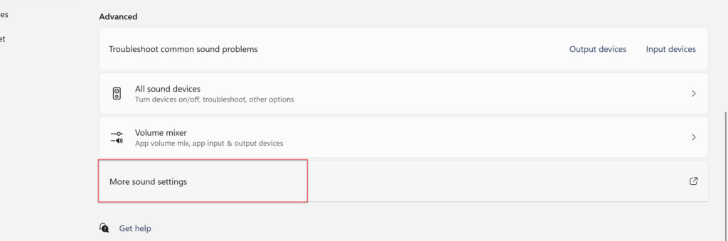 Select More sound settings