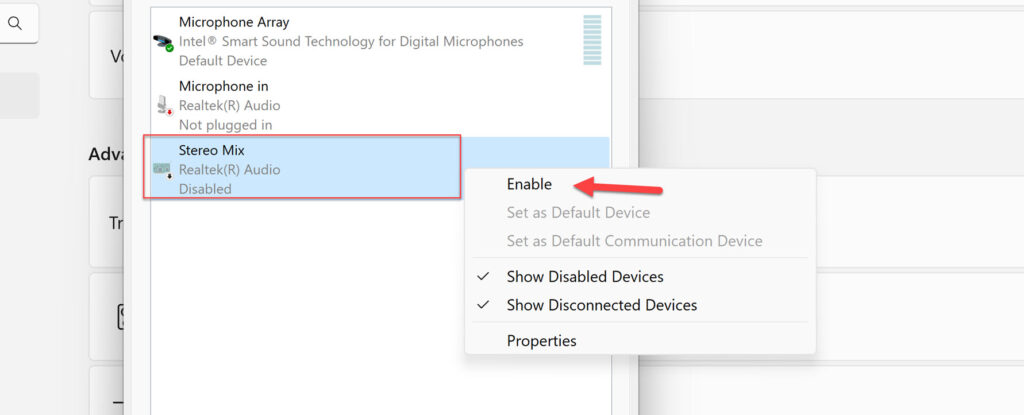 Enable Stereo Mix