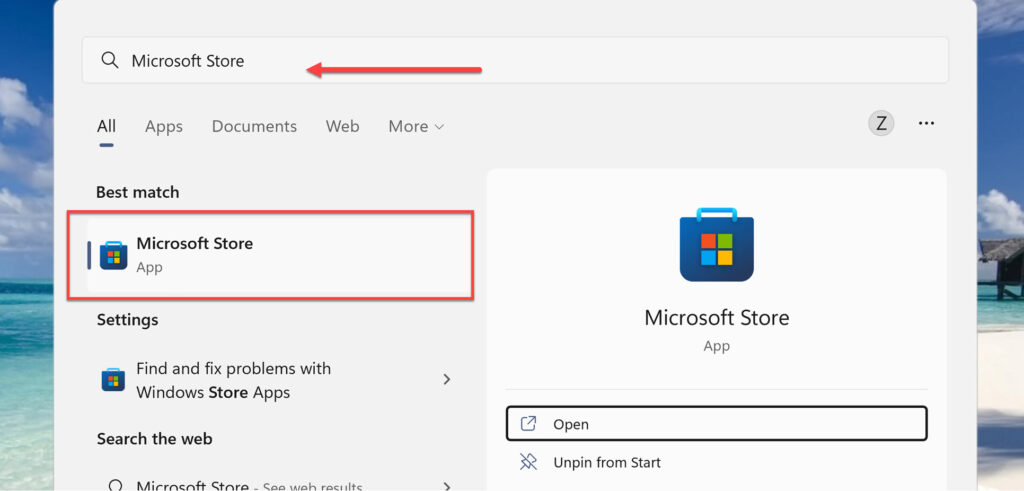 Open the Microsoft Store on your PC or laptop