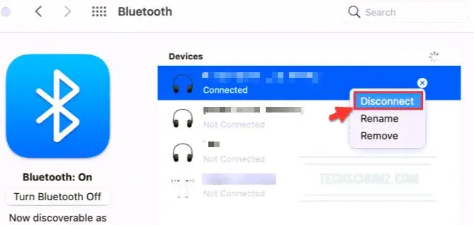 Disconnect your MIFA earbuds from your Mac