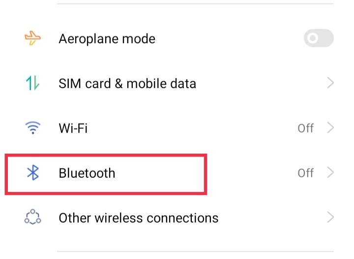Open the Bluetooth option
