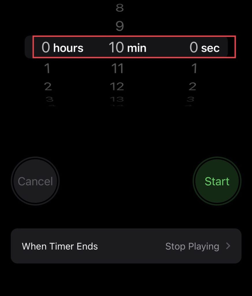 Now set timer for Background Sound on iOS 15