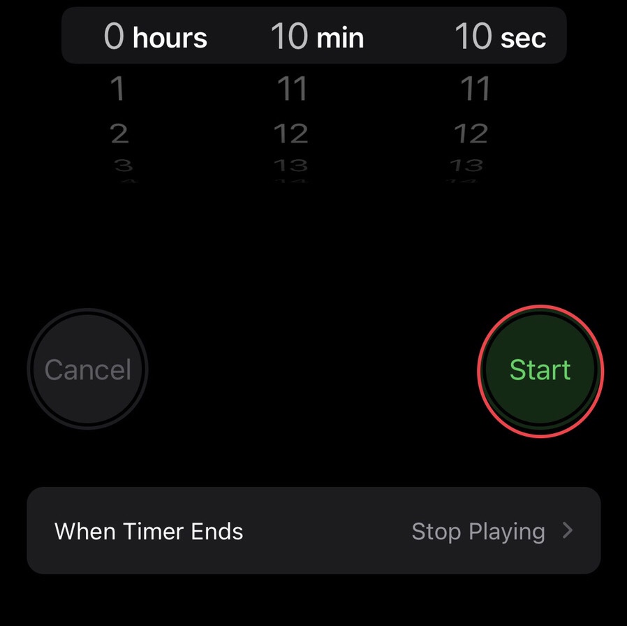 You set timer for background sound on iOS 15 so now tap on the “Start” button to begin the time