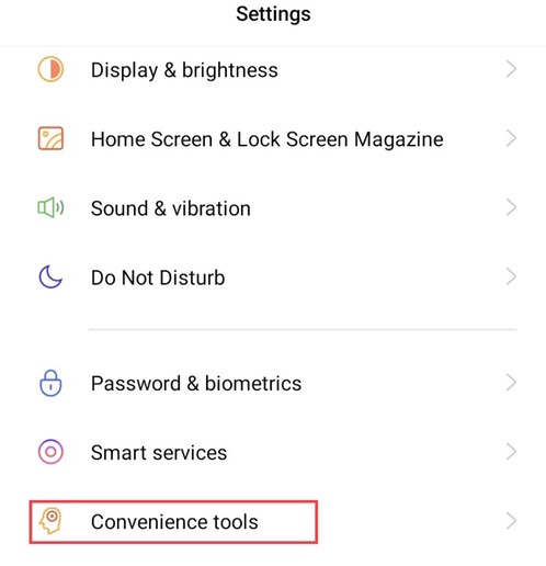 Tap on the “Convenience tool.” 