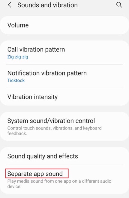 Now scroll down and tap on “Separate app sound.”