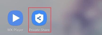 Private Share app added to the Samsung app screen.