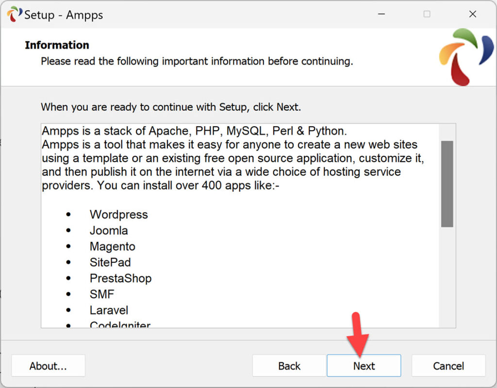 Infor about AMPPS Stack
