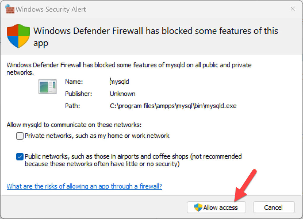 Allow access on Windows 11 Firewall