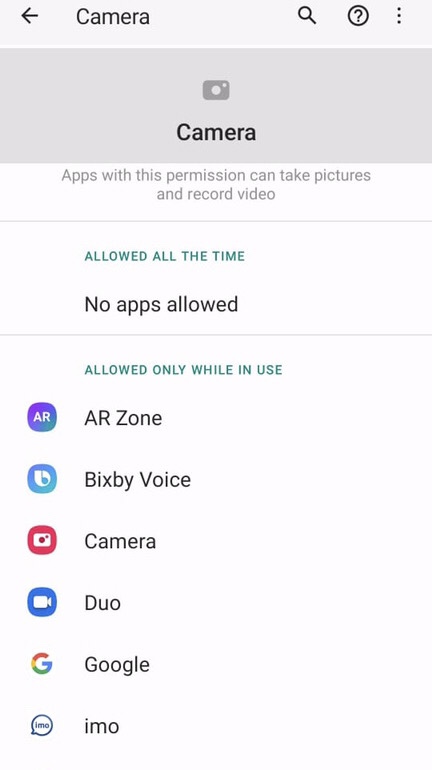 List of apps that are not allowed and allowed to camera access. Now tap on any of the apps you want to allow or deny it.