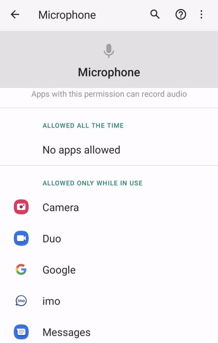 Select the particular app you want to turn off the microphone.