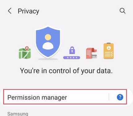 Disable microphone and Camera access on Samsung by tapping on the “Permission Manager” to open the permissions menu.