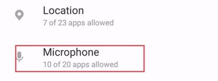 Tap on the “Microphone” from the “Permission Manager” menu.