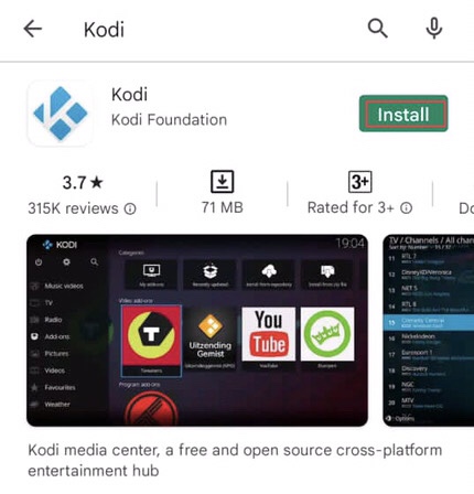 Install Kodi on Samsung Galaxy phones from Google Play Store