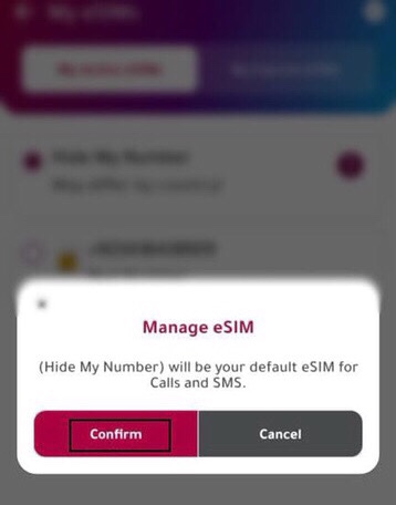 Tap “Confirm” to change your number when calling someone