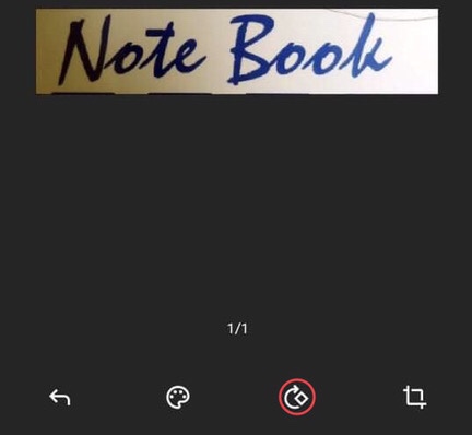 Rotate the scanned document by tapping on the “Rotate” sign.