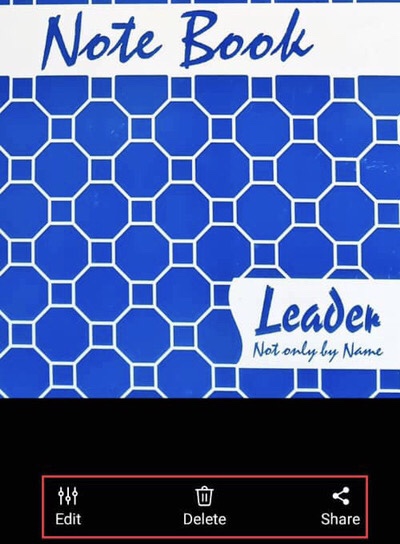 Tap to edit, delete or share the scanned document by tapping on the list of options there.