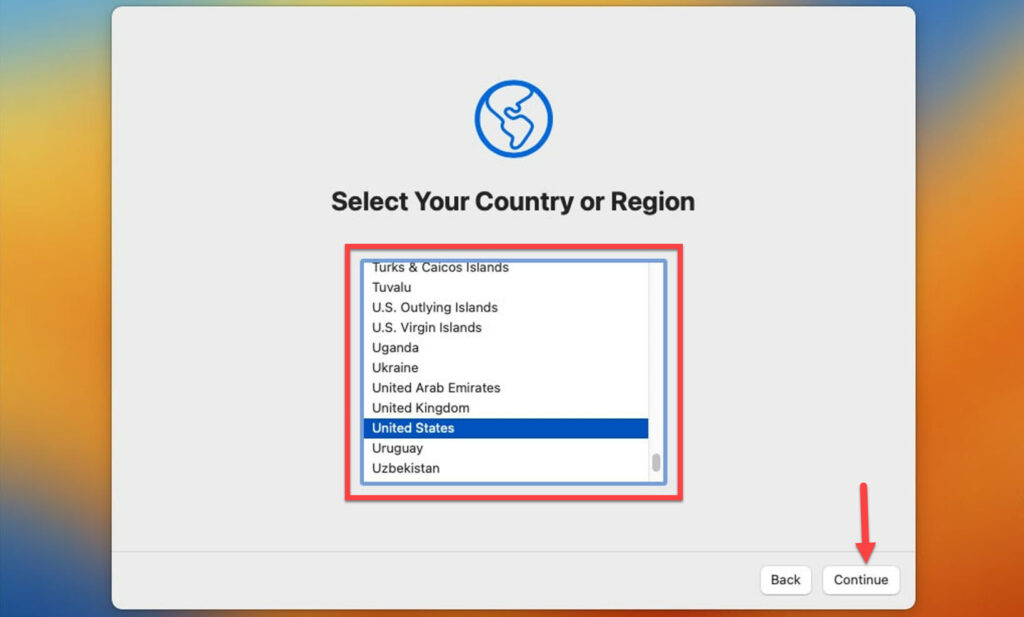 Select your Country and Region